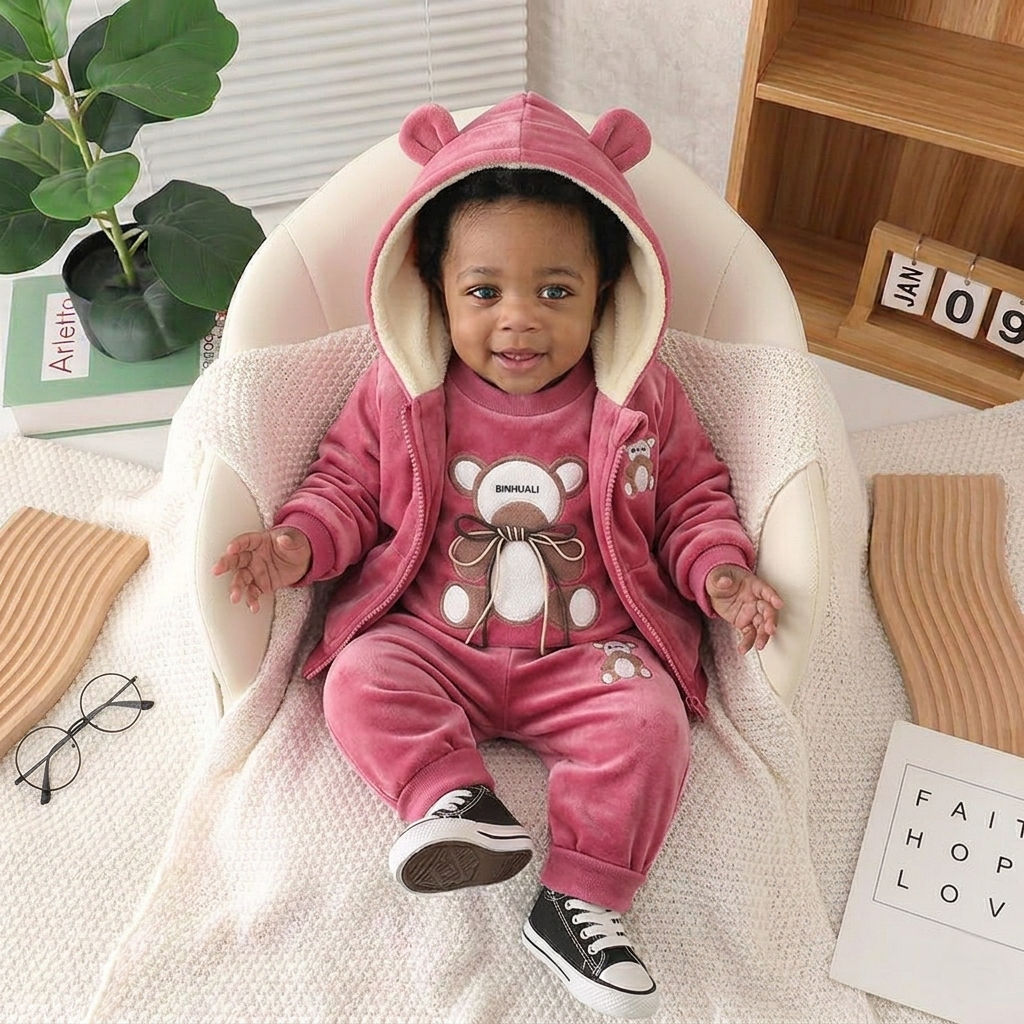 Bunny Bear Velour Set 3 Piece Set