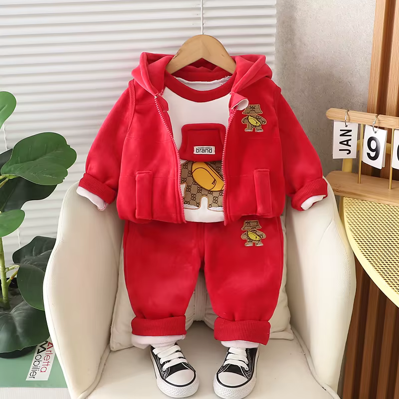 Crimson Cub Velour Set 3 Piece Set